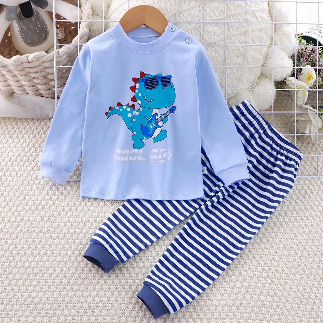 

2 шт./комплект Зимова дитяча футболка з довгим рукавом і круглим вирізом, комплект штанів, повсякденний мішкуватий костюм, бавовняне вбрання з мультяшним принтом 73