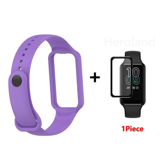 Fashion Silicone WatchStrap For Huami Amazfit Band 7 SmartWatch Band Bracelet Wristband For Amazfit band7 Strap Buckle +film