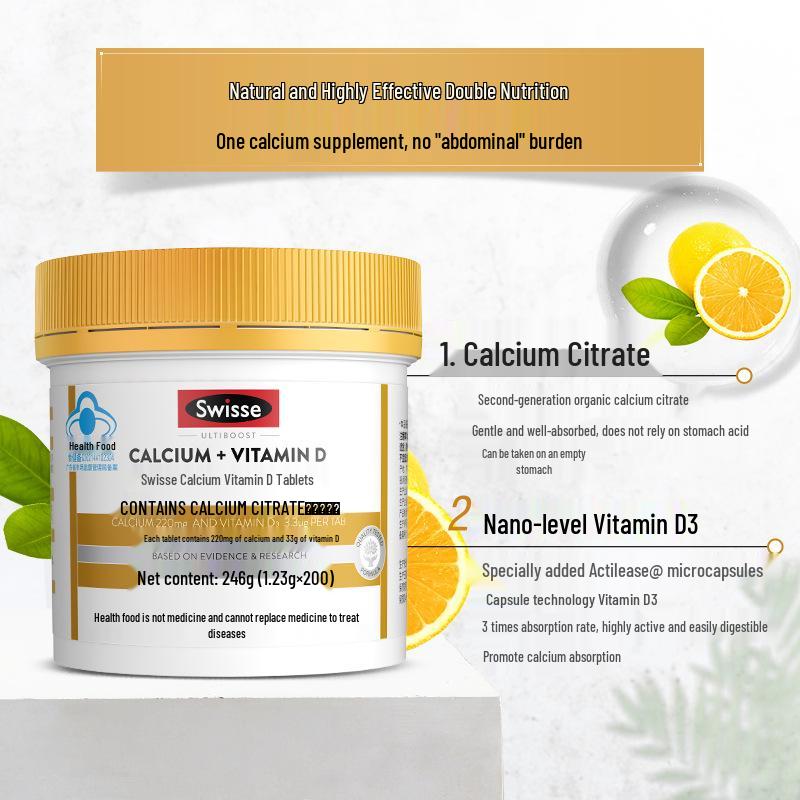 S.wisse Svi Shi Mini Calcium & Vitamin D Tablets - Enhance Calcium Absorption with Calcium Citrate, 90 Tablets.