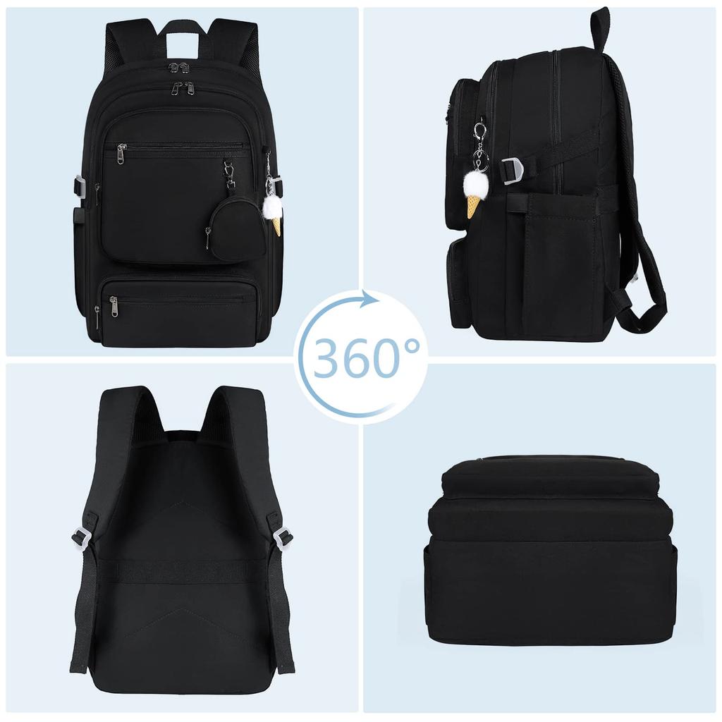 RAINSMORE Women's Backpack, Large Capacity, Popular School Backpack for High School Girls, Perfect for School, Work, Travel, Water-Repellent,