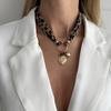 Ingemark Elegant CCB Heart Shape Pendant Choker Necklace Women Trend Punk Gold Color Metal Chiffon Fabric Neck Chain New Jewelry