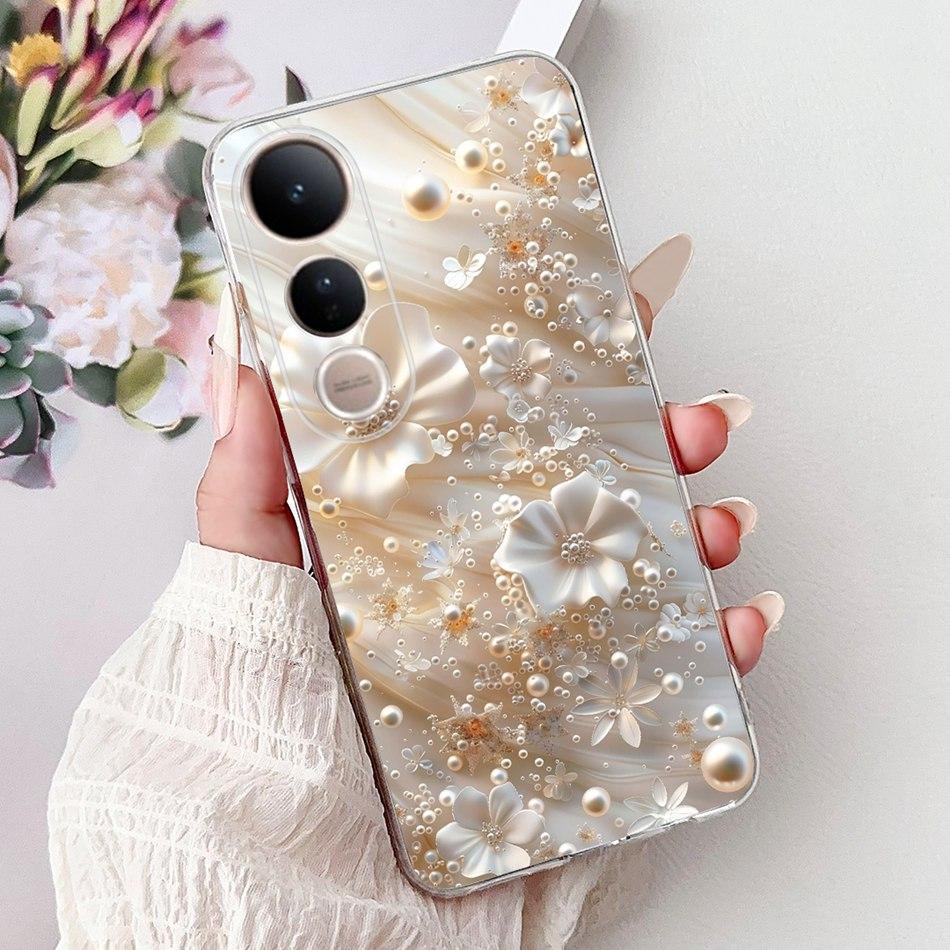 For Vivo V50 Lite V50 V2427 V2441 Elegant Floral Butterfly Phone Case For Vivo V50 V50lite 5G Soft Silicone TPU Cases