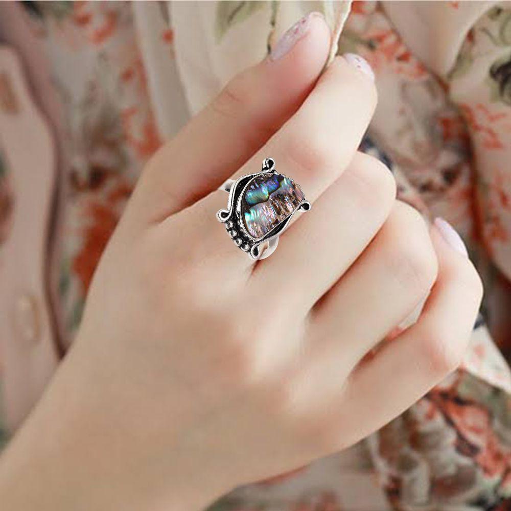 Abalone Shell Gemstone Handmade Silver Jewelry  "8.5"