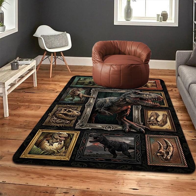 Dinosaur Collection Pattern Rug Floor Mat for Living Room or Bedroom Soft and Comfortable Carpet a Gift for Birthday and Holiday.