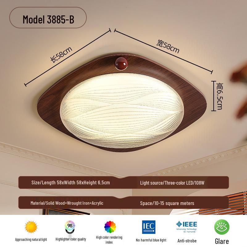 

Mid-Century Solid Wood Pumpkin Ceiling Light for Bedroom or Study Room