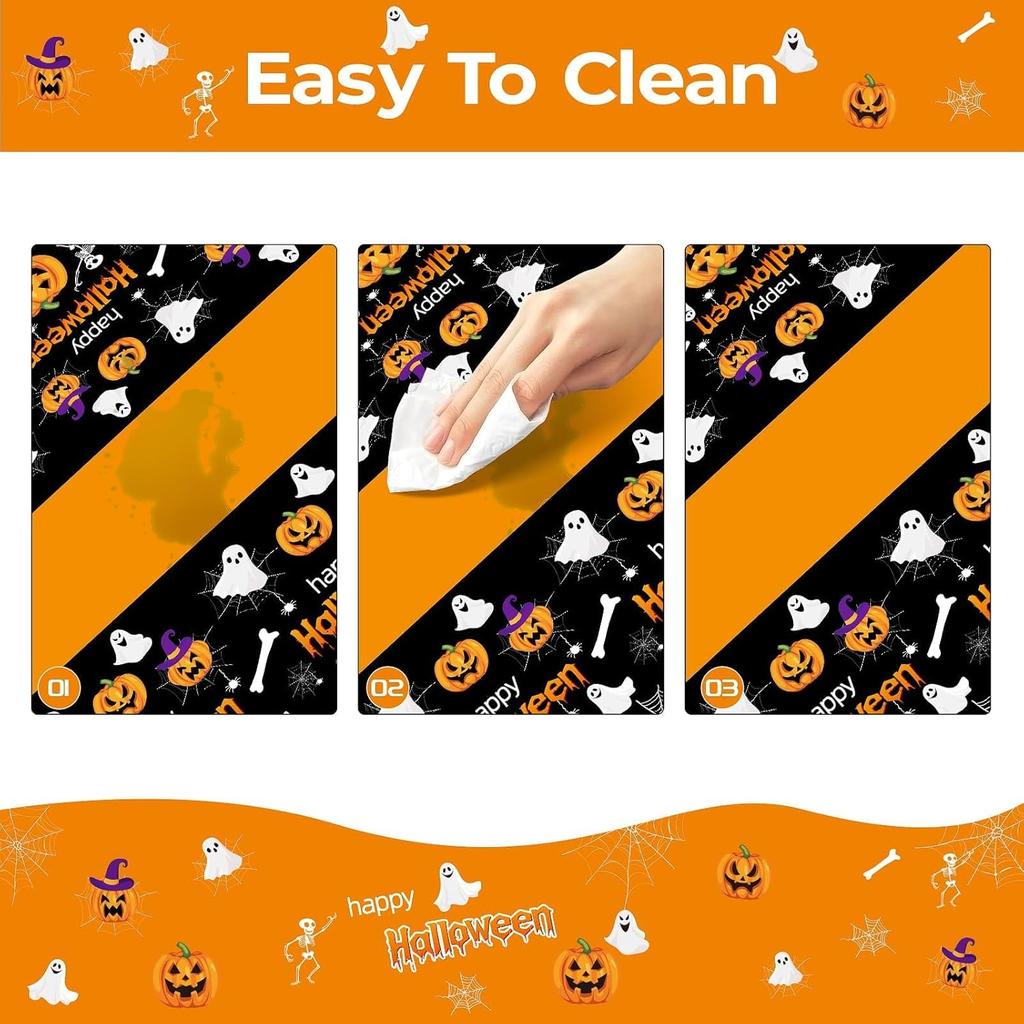 Childom 2 Pack Halloween Tablecloth,Halloween Decorations 54x108 Inch Disposable Plastic Table Cover for Rectangle,Pumpkin Spider Web Ghost Table