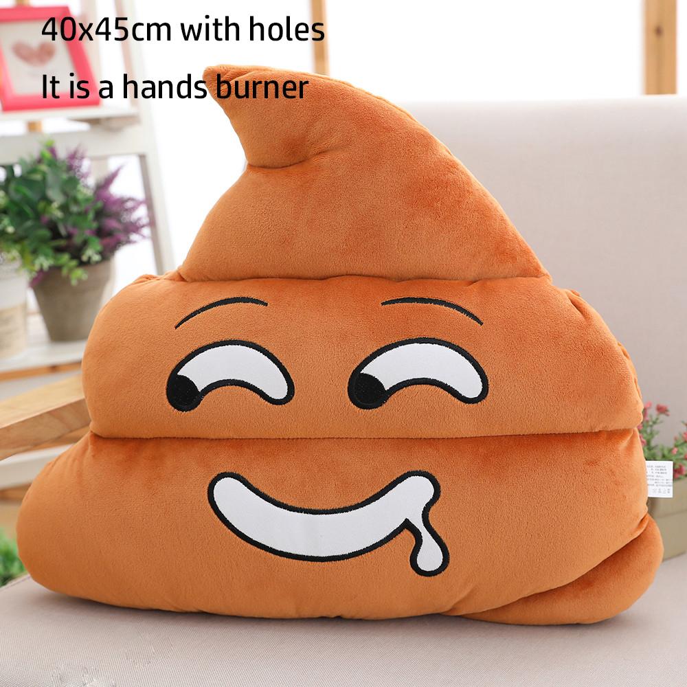 45Cm Cartoon Poop Shit Plush Pillow Stuffed Funny Brown Seat Cushion Hands Burner With Holes Sofa Chair Decor Men Gift