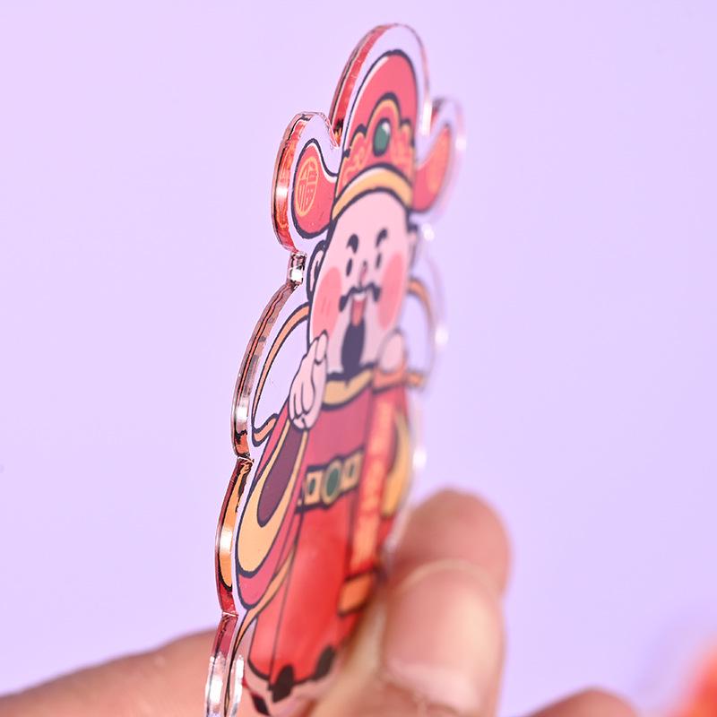 Custom God of Wealth Acrylic Refrigerator Magnet - Trendy Cartoon Design for Home Décor