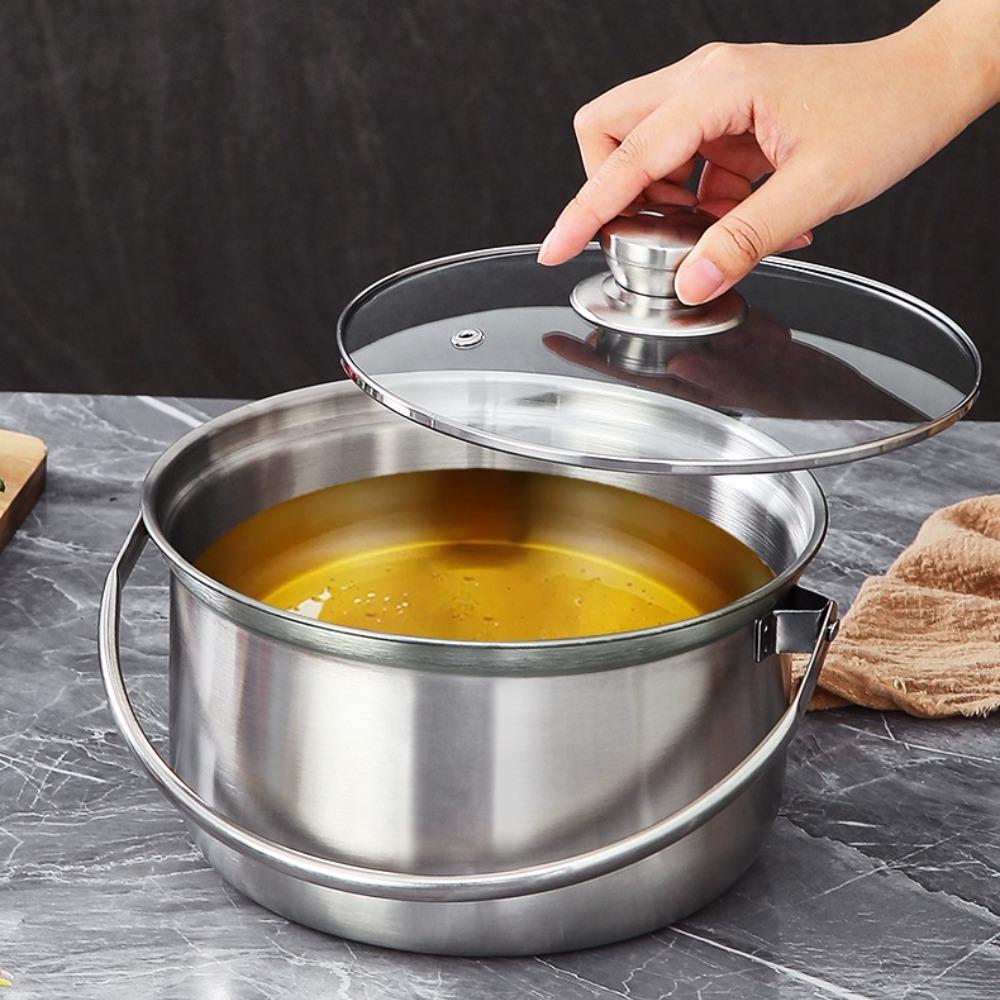 

Stainless steel thickening filter oil pot kitchen home deep pot oil separation oil dregs with filter net multi-functional pot