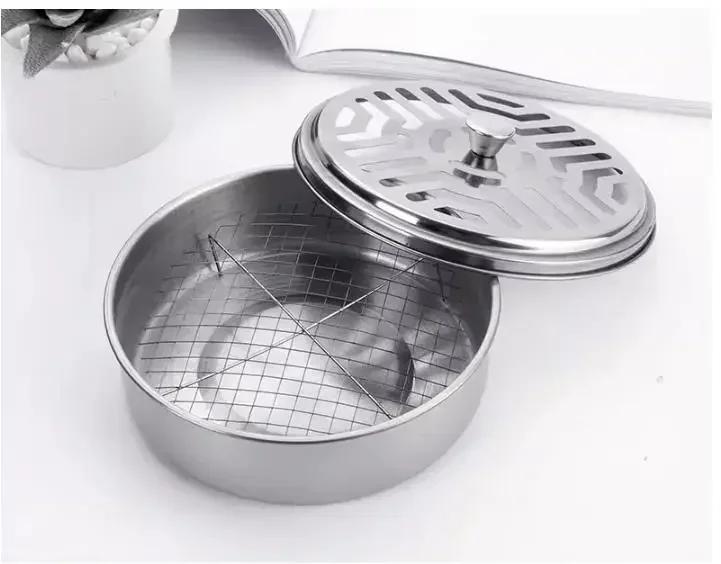 New 1pc Stainless Steel Mosquito Coil Box Cover Mosquito Coil Tray Large Ash Tray Outdoor Portable Mosquito Coil Holder