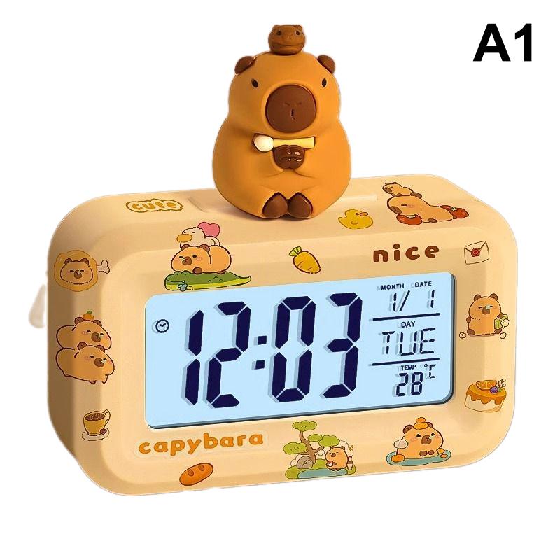 Kawaii Kapibara Anime Budzik Ozdoba na Biurko do Pokoju Studencki Budzik Urok Prezent Urodzinowy ze Naklejkami