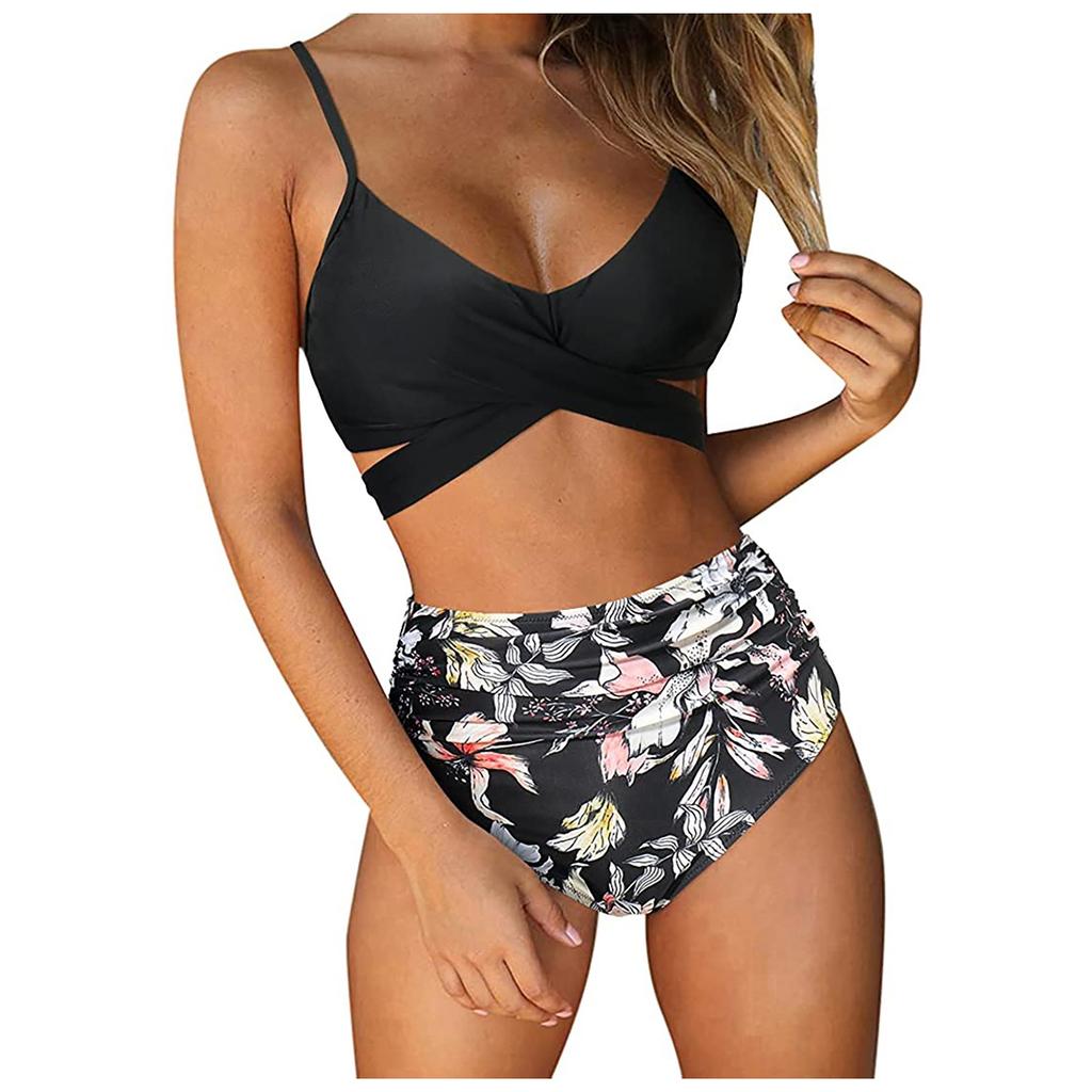 Women's Striped Printing Padded Push Up 2 Piece Bikini Sets Swimsuits Beachweart