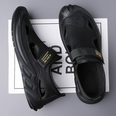 2025 Summer New Sandals Mesh Breathable Hole Shoes Men's Outdoor Bag Head Slippers Beach Shoes Platform Shoes