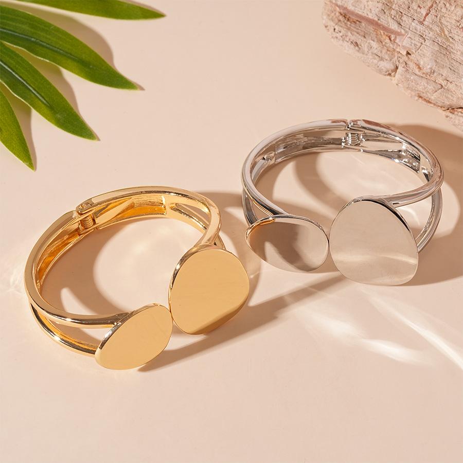 European and American Metal Sense Irregular Geometric Double-layer Open Bracelet Exaggerated Simple Heavy Industry Jewelry