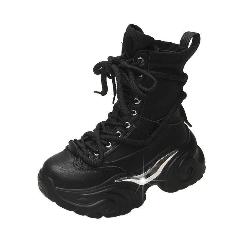Fashion Women Ankle Boots Spring Autumn Chunky Shoes Woman High Heels Platform Breathable Sneakers Thick Sole Wedges Motorcycles Botas