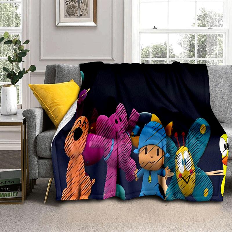 Coperta Cartone Animato 3D Divertente P-Pocoyo Elly Pato, Morbida Coperta da Lancio per Casa Camera da Letto Letto Divano Picnic Viaggio Ufficio Copertura Regalo per Bambini
