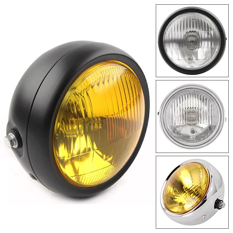 5.75 Inch Halogen Motorcycle Headlights Universal 12V Round Headlight Moto Accessories Driving Light Headlamp For Cafe Racer