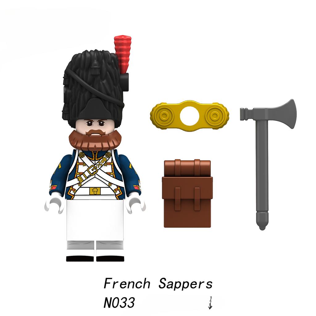 Napoleonské války Vojenští vojáci Stavebnice Miniaturní figurky WW2 Francouzští Britové střelci Pušky Zbraně Hračky pro děti