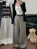 High-Grade Gray Wide-Leg Suit Pants - Women's Spring 2026 Drape Loose, Floor-Length Casual Trousers