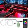 6 In 1 Car Led Strip Lights With App Control, RGB Colors Interior Car Lights, Ambient Led Lighting Kit, 4 Light Flashing Modes, USB Neon Accessories