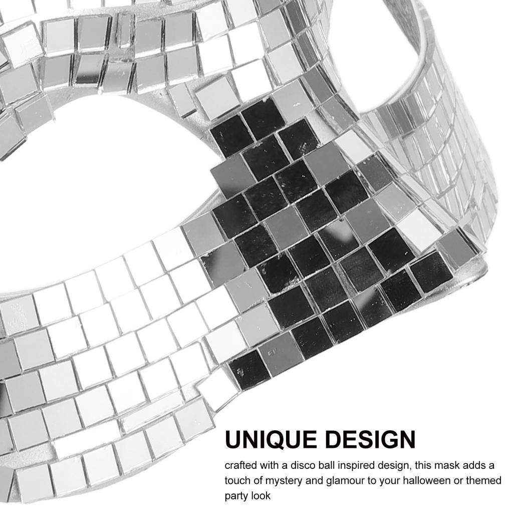 Shiny Disco Mask Silver Half Face Glitter Masquerade for Women Men Carnival Party Prom Ball Halloween Festival Dance Costume