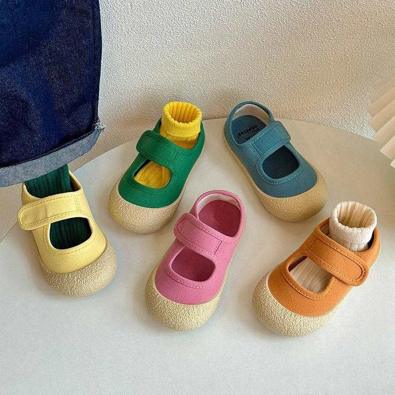 Baby toddler shoes baby shoes 2025 summer new girls square mouth canvas shoes soft sole men's Korean version casual shoes
