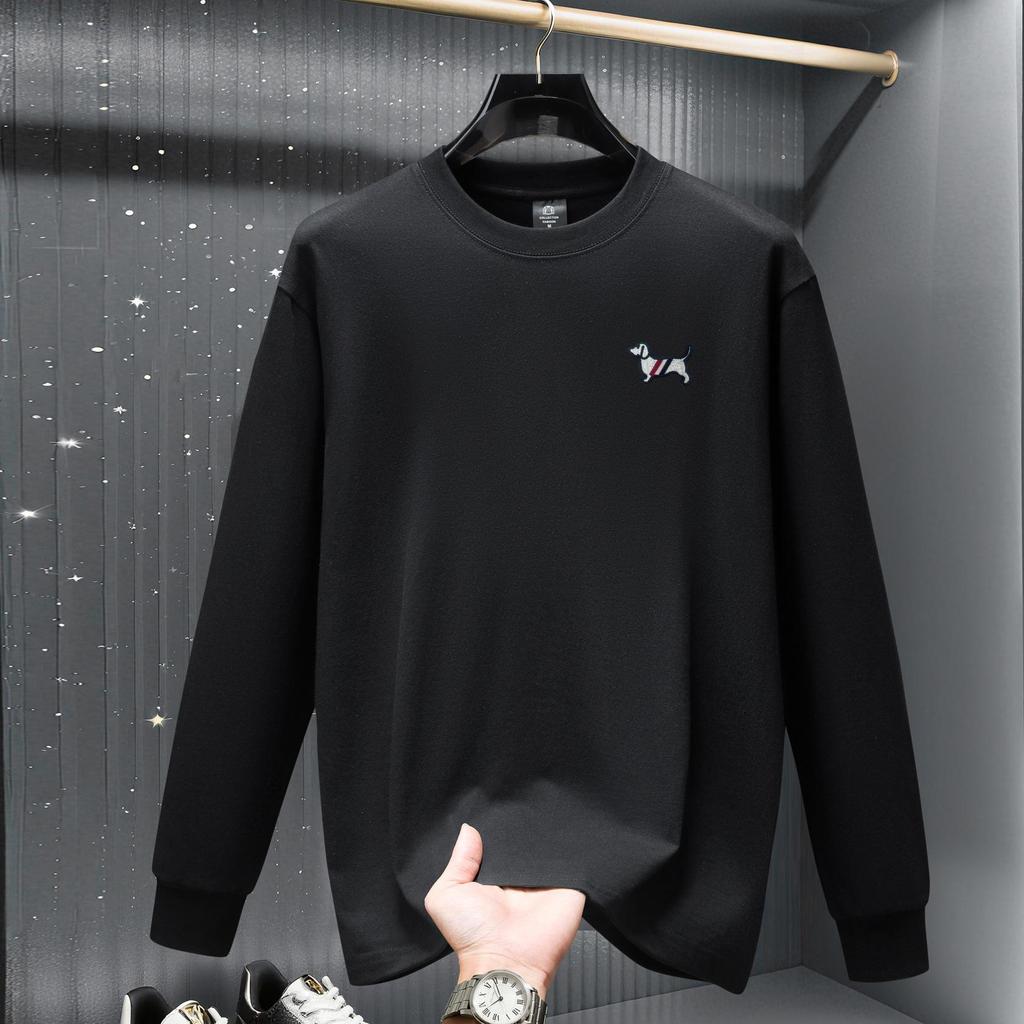 Men's 2025 Heavyweight Embroidered Long Sleeve Hoodie - Autumn/Winter Fashion Round Neck T-shirt