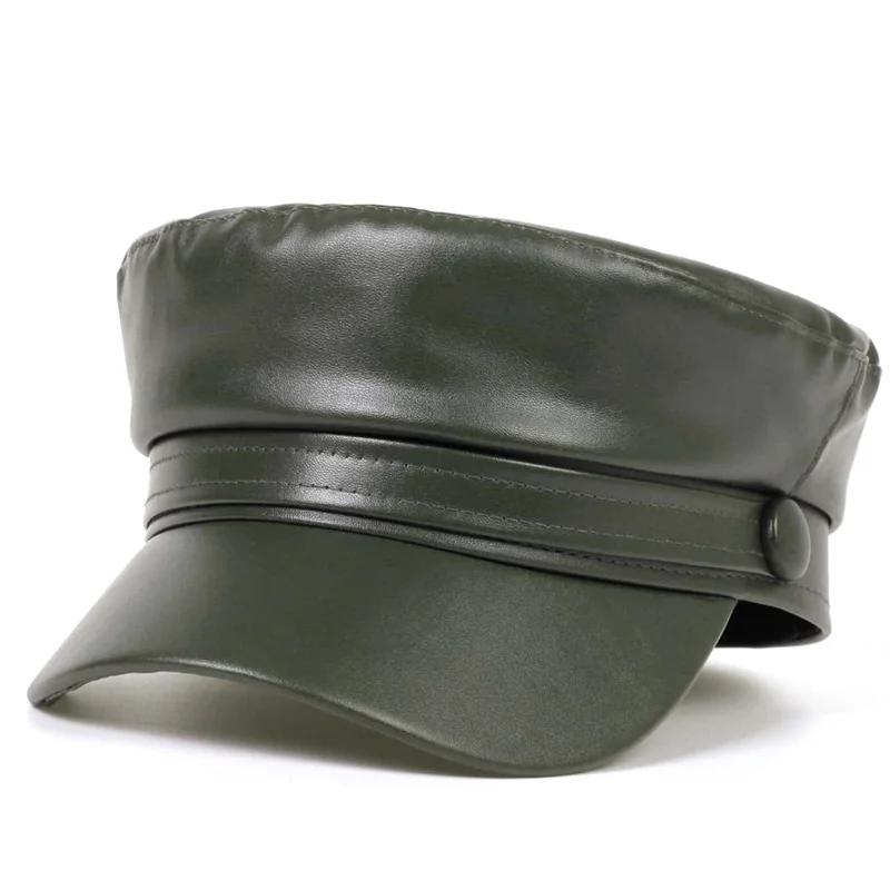 

Pu Leathe Solid Color Army Caps Spring And Autumn Outdoor Casual Adult Sun Hats Hip Hop Hat Sunscreen Hat Sports Cap