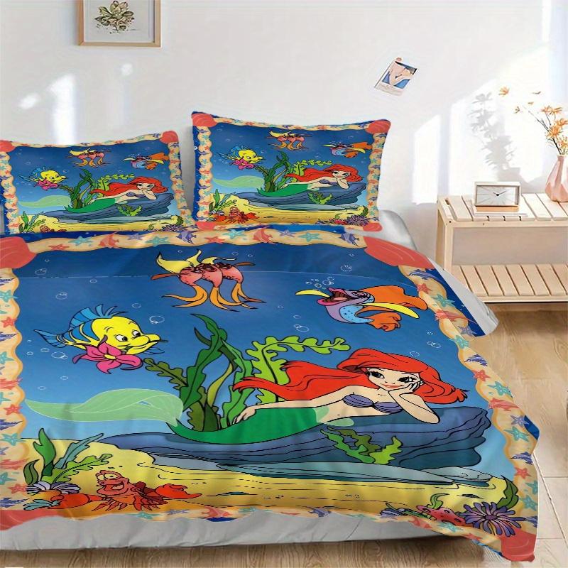

3pcs Princess Ariel Mermaid Bedding Set - Includes 1 Quilt Cover and 2 Pillowcases, Comfortable Bedding with Stylish Design for Bedroom, Machine 135x200cm