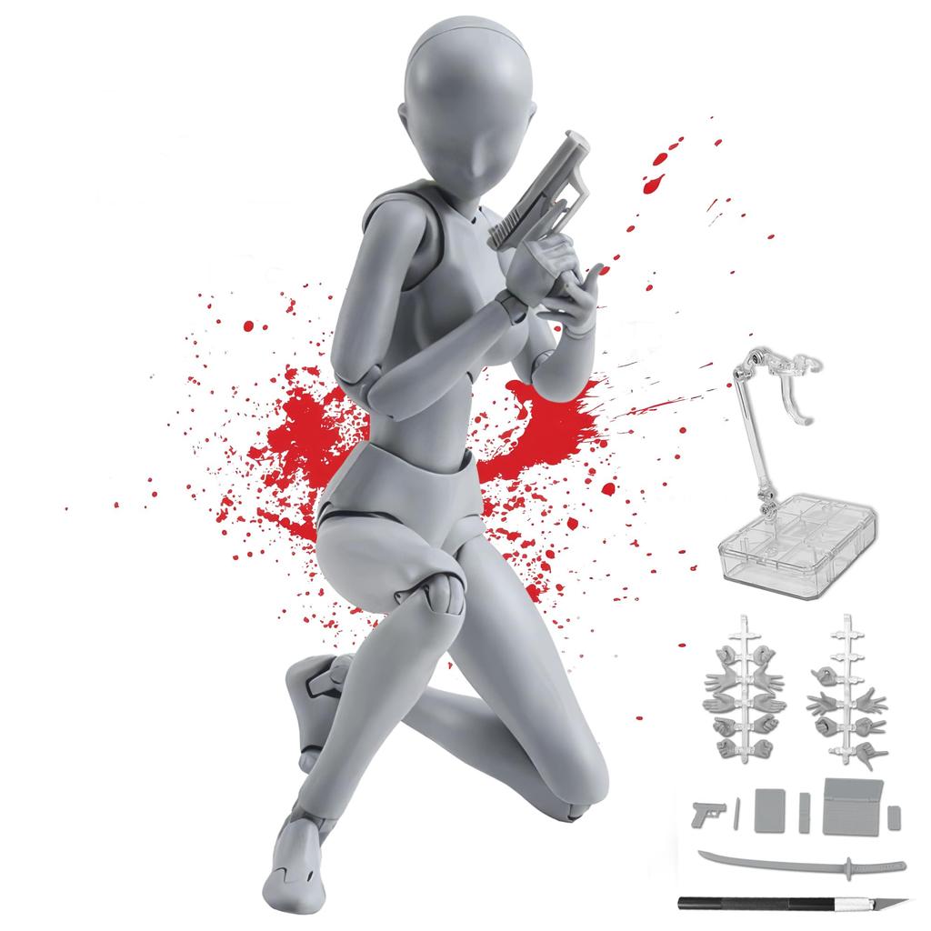 CHALAN Manga Drawing 30 Moveable Drawing Premium Sketch Character Male and with Drawing Sketching Changeable Female Gray Doll, Joints, Model,