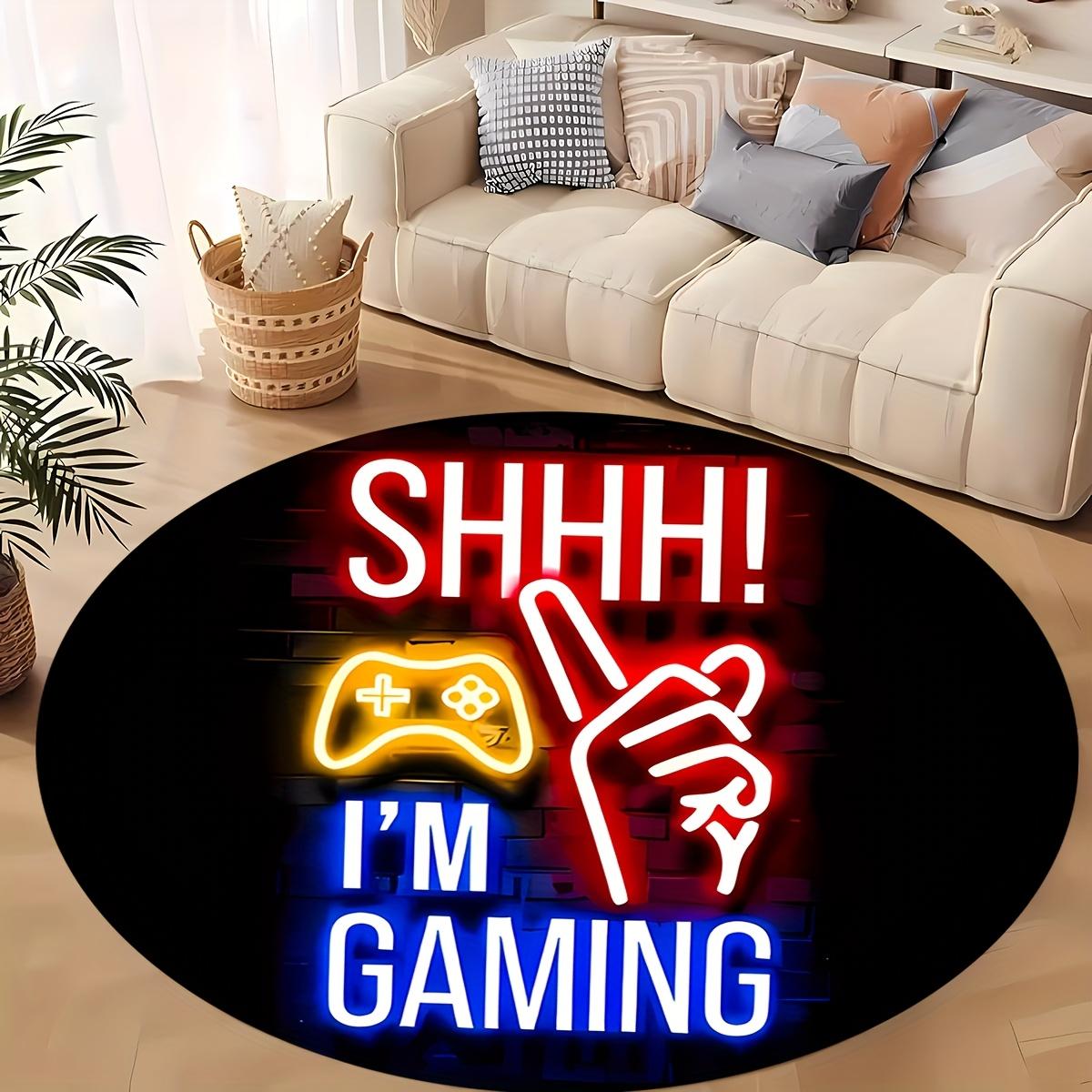 

1pc Shh, I m Gaming Text Pattern Round Rug, Non-slip Floor Mat for Living Room, Bedroom, Bathroom, Holiday Home Decoration 60cm