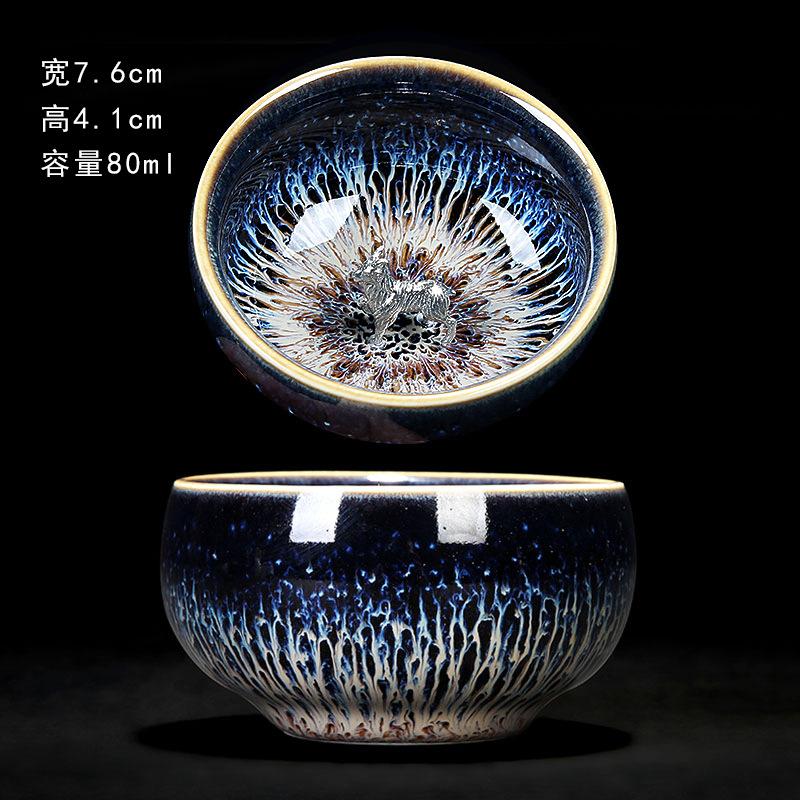 Colorful Tenmokus Tea Cup Fancy Jianzhan Ceramic Teacup Petal Shaped Chinese Style Small Tea Bowl teaware cup