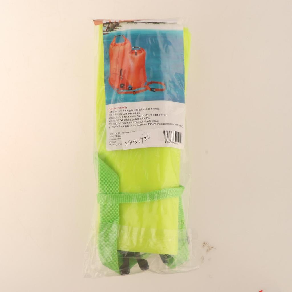 Swim Bubble Tow Float Buoy Inflatable Air Bag Open Water 20L Yellow 27x63cm