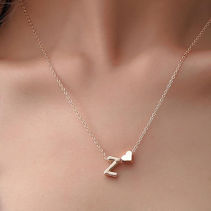 Trendy Heart-Shaped Alphabet Pendant Necklace