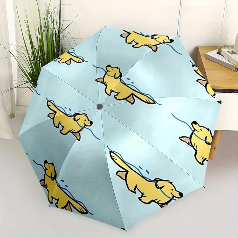 1pc Puppy Summer Swimming Automatic Open/Close Umbrella - Compact Travel Umbrella, 8-Rib Heavy-Duty Construction, Ideal Gift, Outdoor Access