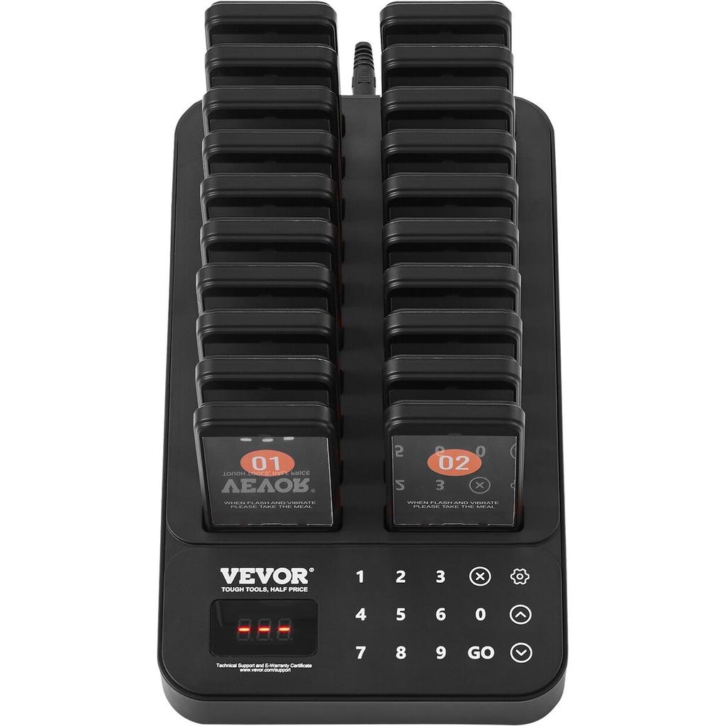 Restaurant Pager System, Wireless 400m Long Range Lineup Waiting Queue Signal, Guest Customer Calling Beepers with Vibration & Flashing, 20 Buzzers