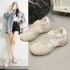 Leather Thick-soled German Training Shoes for Women's 2025 Spring New Versatile Breathable Soft-soled Sports Comfortable Forrest Gump Casual Shoe