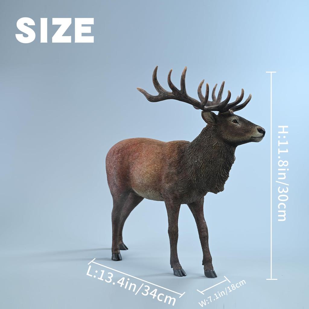 JXK Reindeer Animal Figure Statue Miniature Resin Model Desk Accessory Ornament Birthday Gift Painted Finished Product