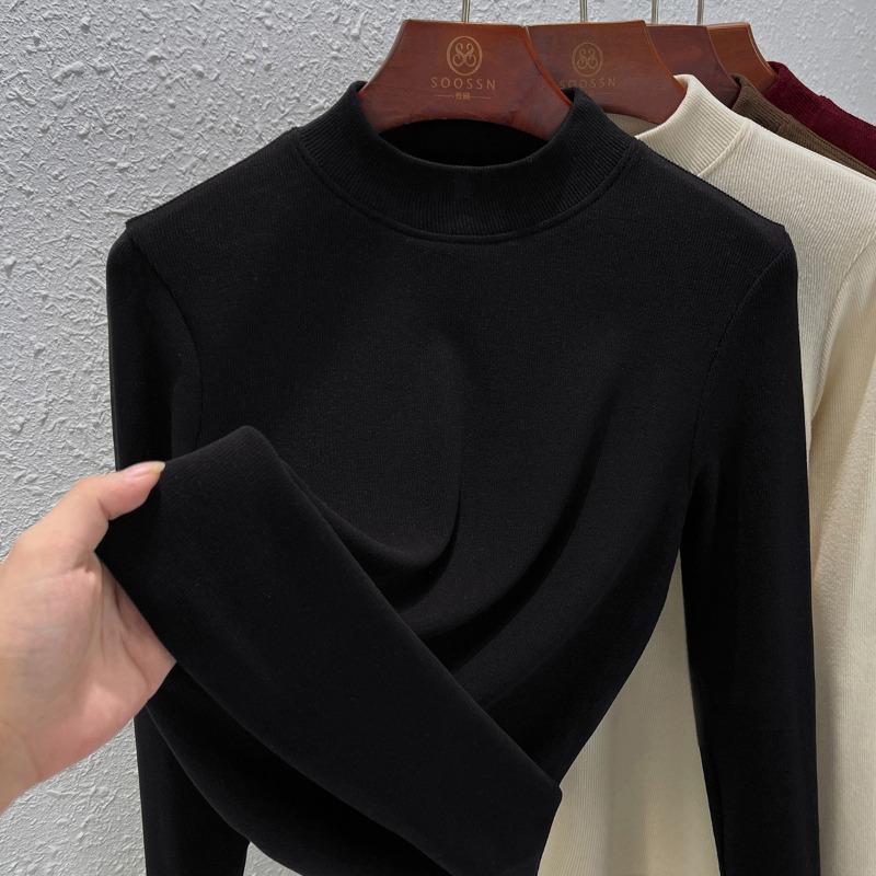 Sheep wool mask shirt women's summer new basic versatile solid color pullover skin feeling inner top