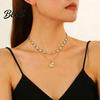Layered Necklace Double Layer Shell Pendant Lightweight Hypoallergenic Women Faux