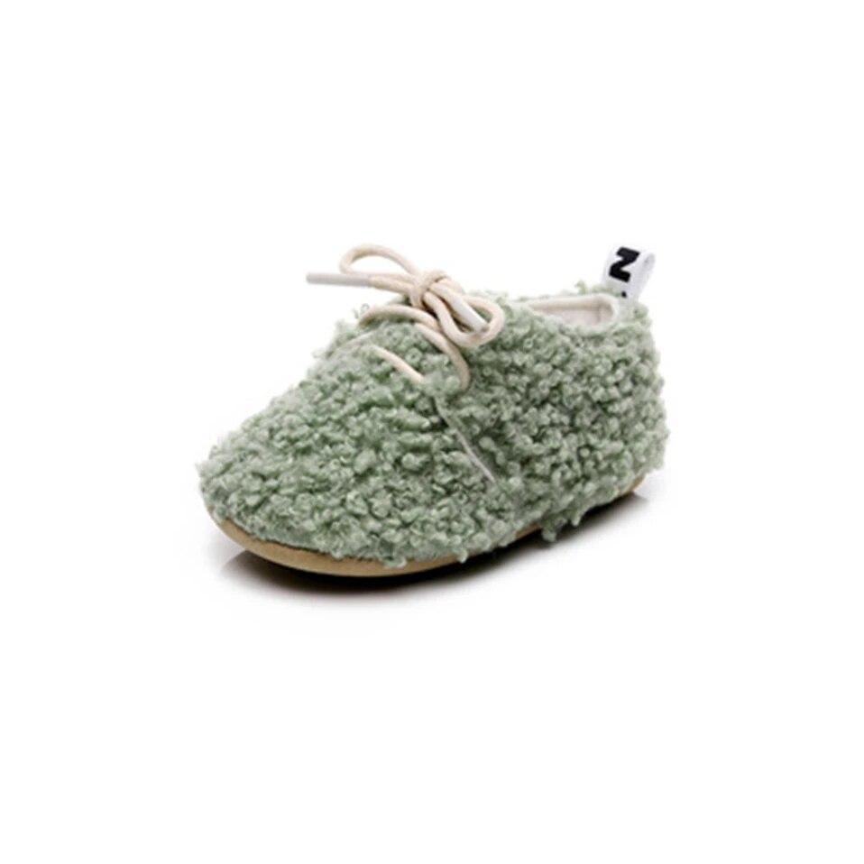 2024 Unisex Baby Shoes Winter New British Style Lace-up Cotton Shoes Hard-soled Children Baby Toddler Shoes 0-2 Years Old