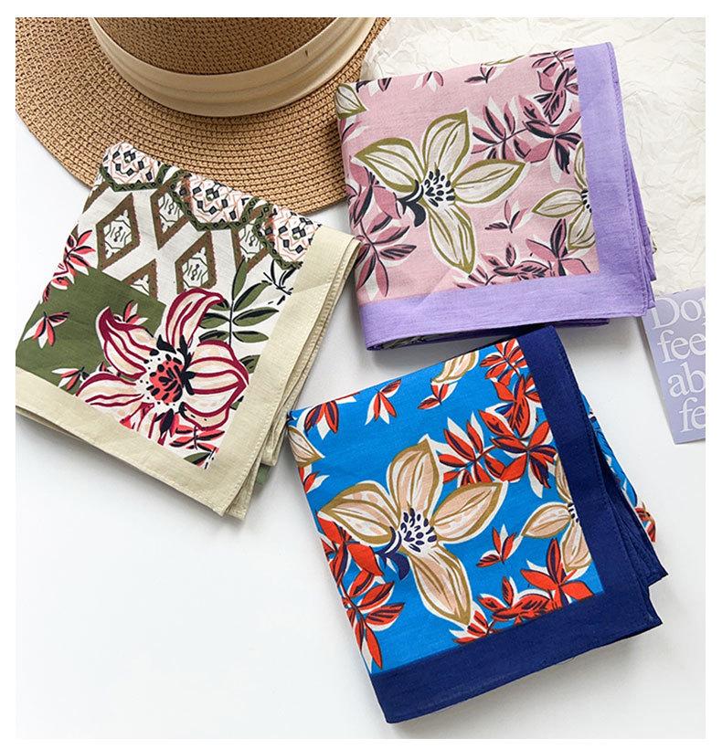 Retro ethnic style cotton small square scarf silk scarf spring and summer new fashion versatile stacked waist scarf decorative headscarf scarf