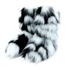 Vintage-Inspired Women's Fuzzy Boots | Brown & Black Faux Fur, Retro Trendy Warm Winter Ankle Footwear