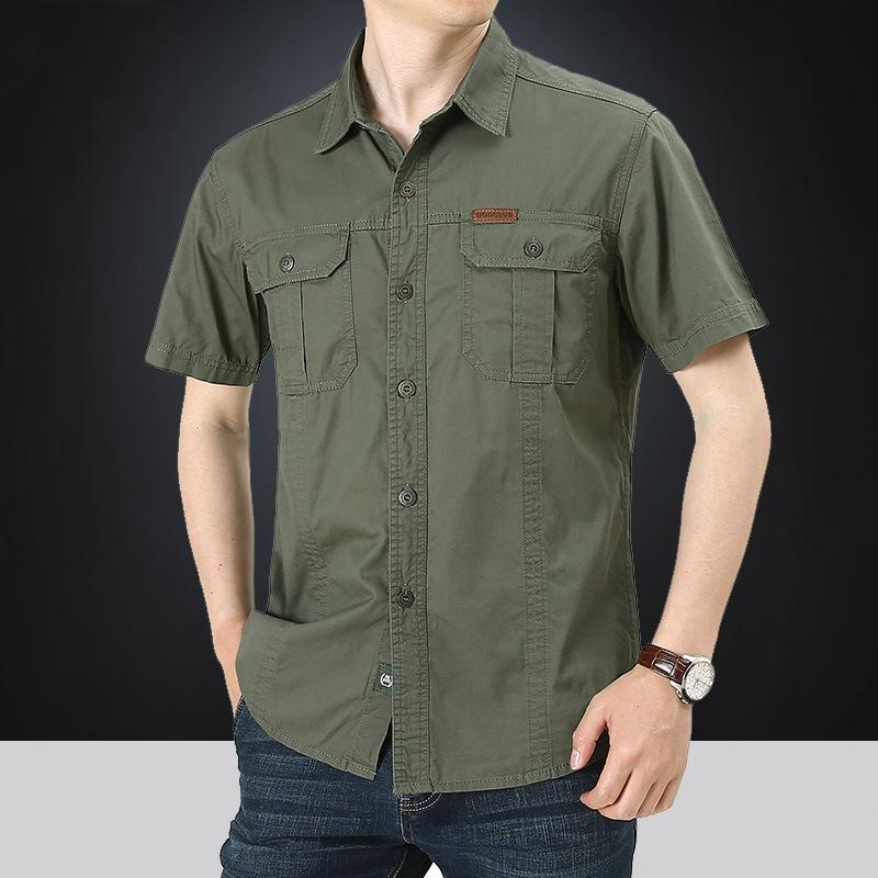 Letní vypraná pracovní ležérní košile s krátkým rukávem Tenká volná Pánská košile s polovičním rukávem Módní Pánské topy Pohodlné a odolné Módní trend