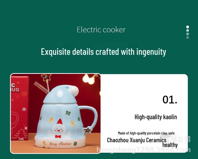 Set cadou cană de Crăciun ceramică creativă pentru cupluri și fete