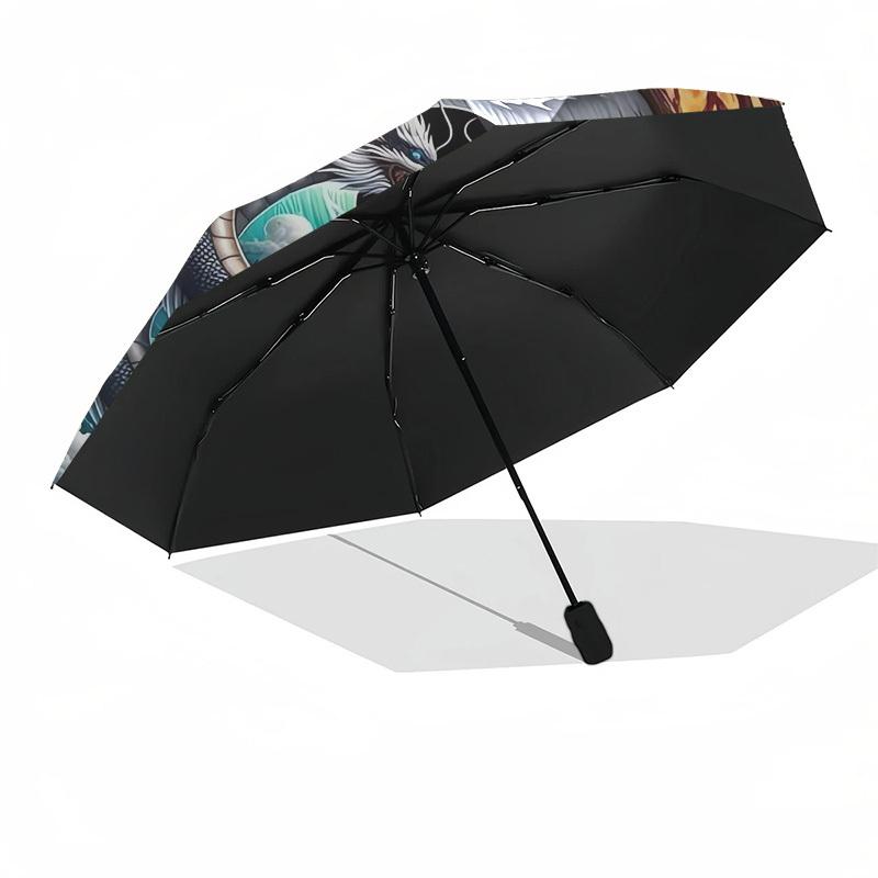 1pc Yin Yang Dragon Phoenix Symbol Umbrella with Plastic Handle,Suitable for All Seasons Home Travel Outdoor UmbrellaDD361