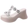 Fashion platform slippers rhinestone flower sandals women's summer Korean version of thin and versatile fairy wind slope heel cool slippers