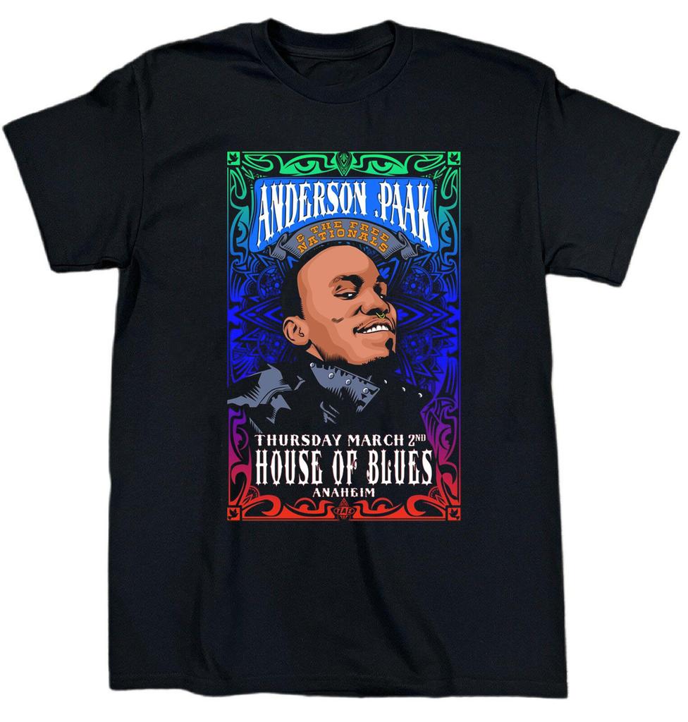 Nové bavlněné tričko Anderson Paak Music Tour S-5XL Černé Unisex MC426 Unisex tričko