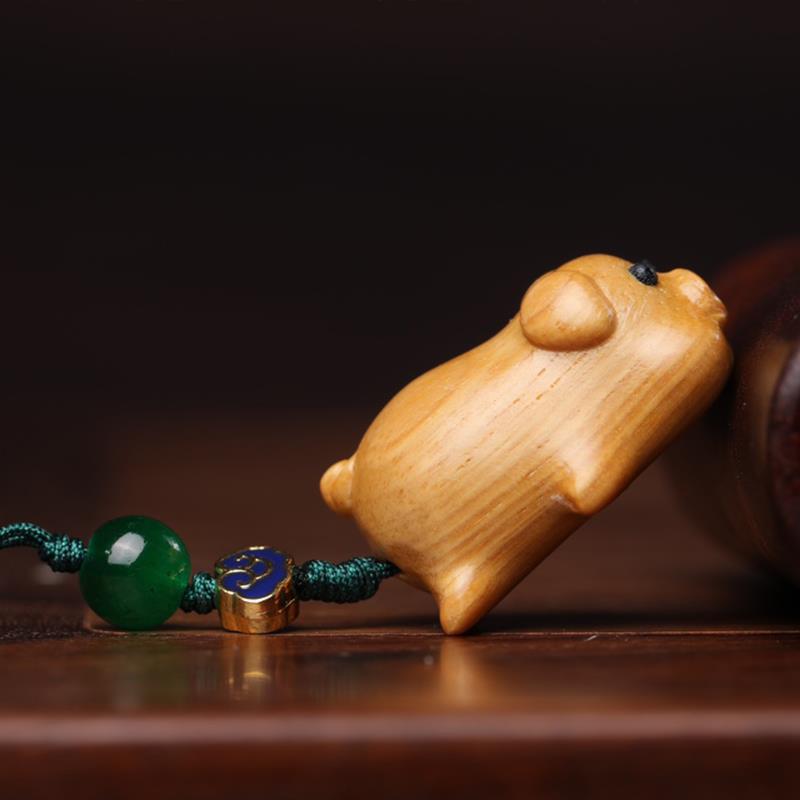Sandalwood Lazy Pig Phone Charm & Keychain Ornament