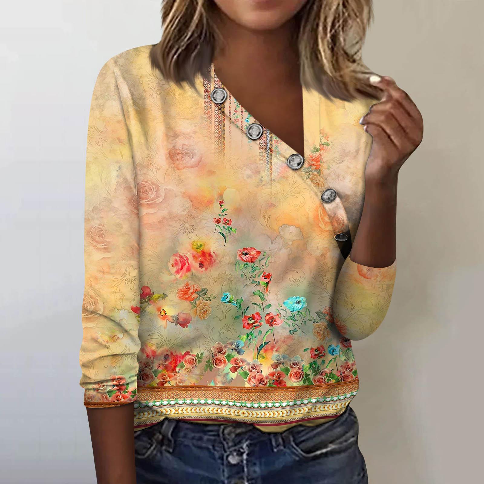 

Женские блузки, нарядные повседневные сексуальные модные плиссированные футболки с перекрестным вырезом и воротником на пуговицах, модная одежда, топы-туники, футболки, пуловеры, топы XL жёлтый